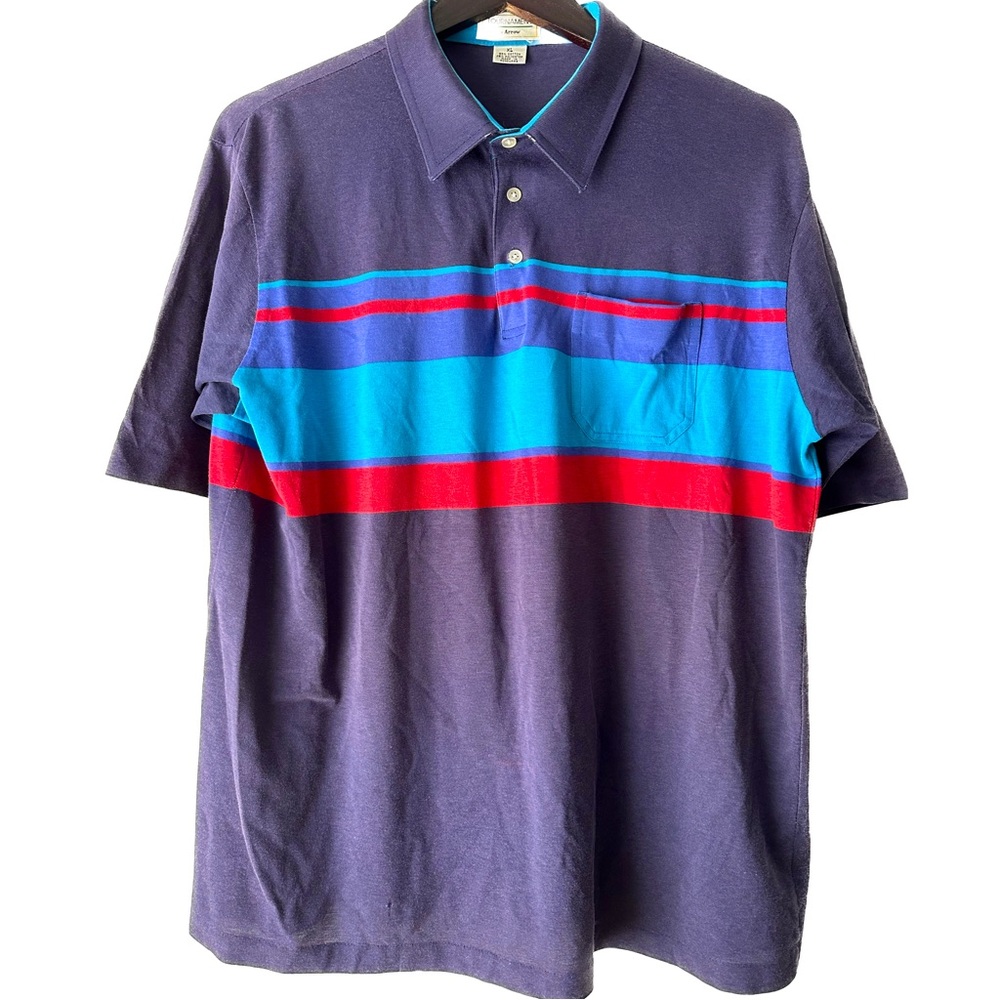 1980s Vintage Arrow Tournament Golf Grape Funky Groovy Polo Shirt